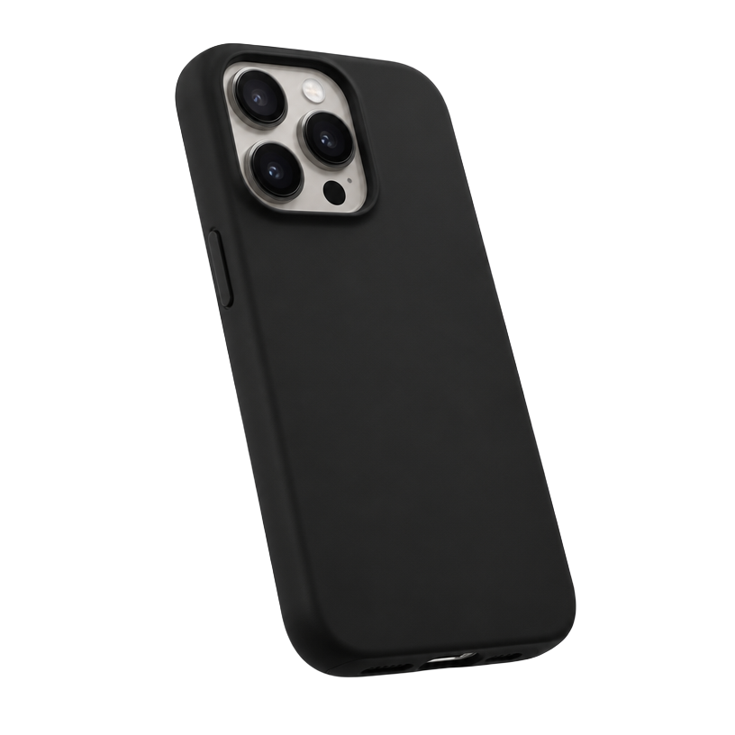 refurbish.ch Hülle iPhone 16 Pro und Schutzfolie – recycelter Kunststoff – Schwarz