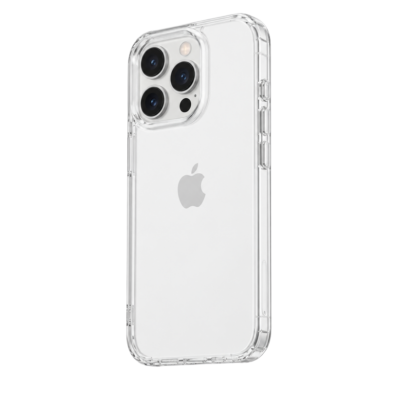refurbish.ch Hülle iPhone 16 Pro und Schutzfolie – 60 % recycelter Kunststoff – Transparent