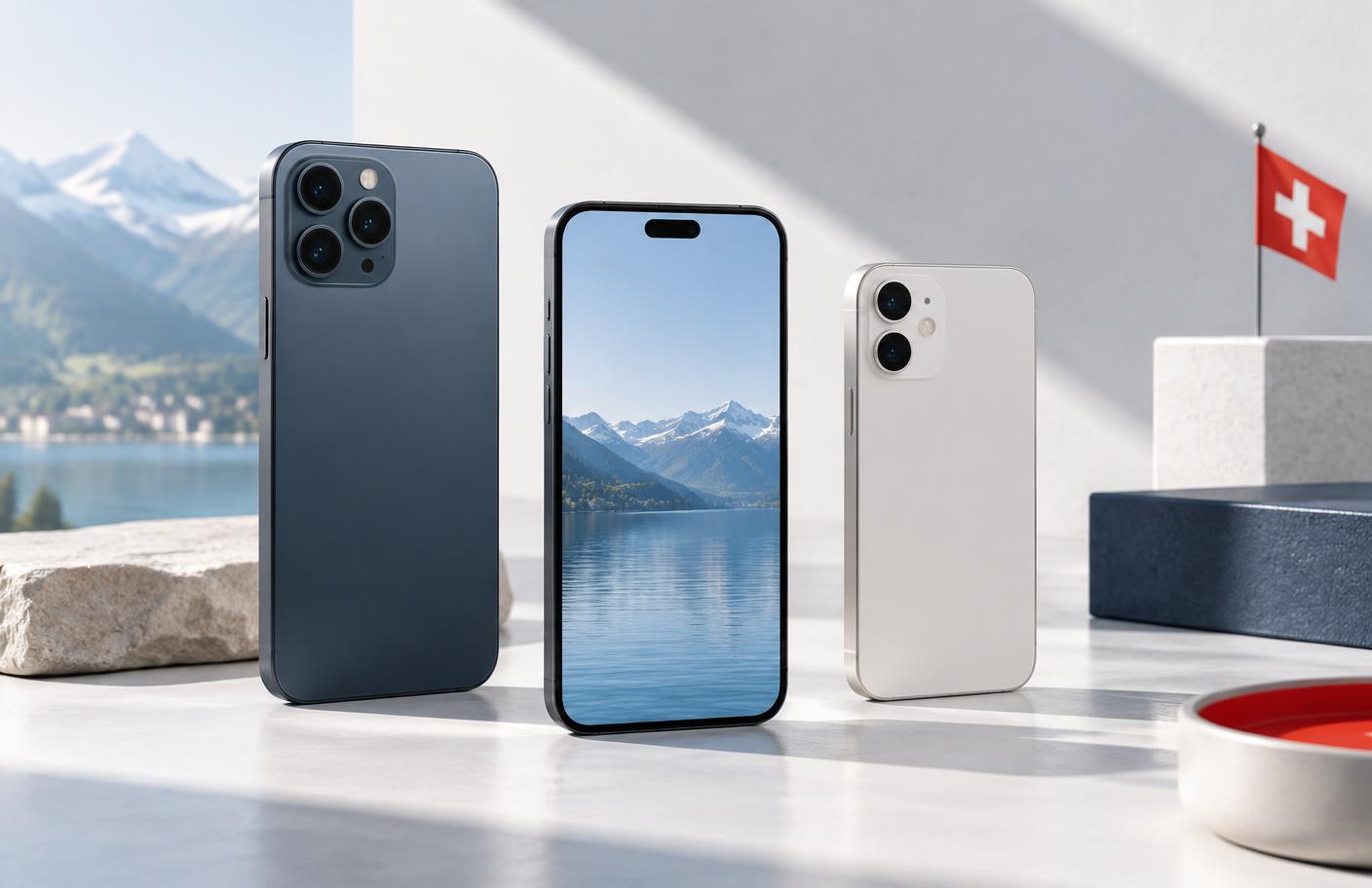 Drei Smartphones in unterschiedlichen Grössen als Kaufvergleich